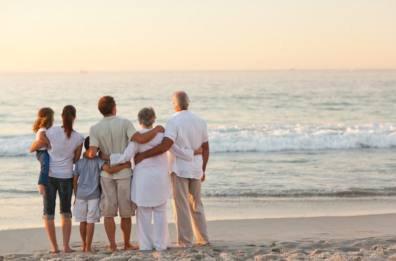 family on beach